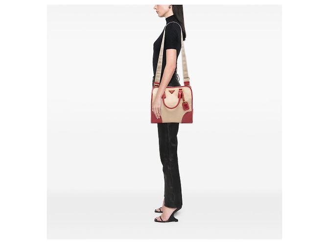 Borsa Canapa in tela beige Saffiano di Prada - vista 6