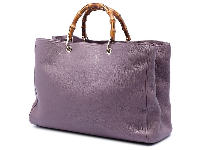Bamboo Borsa shopper grande in pelle di vitello viola con bambù Gucci Porpora - view 2
