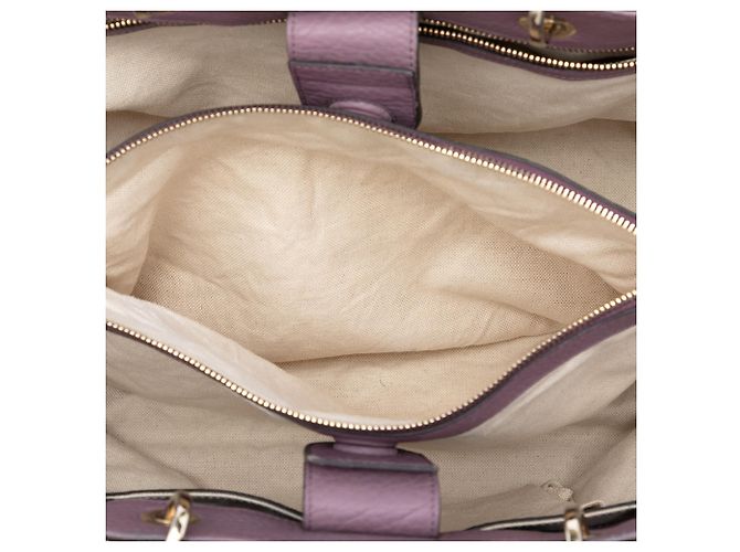Bamboo Borsa shopper grande in pelle di vitello viola con bambù Gucci Porpora - view 4