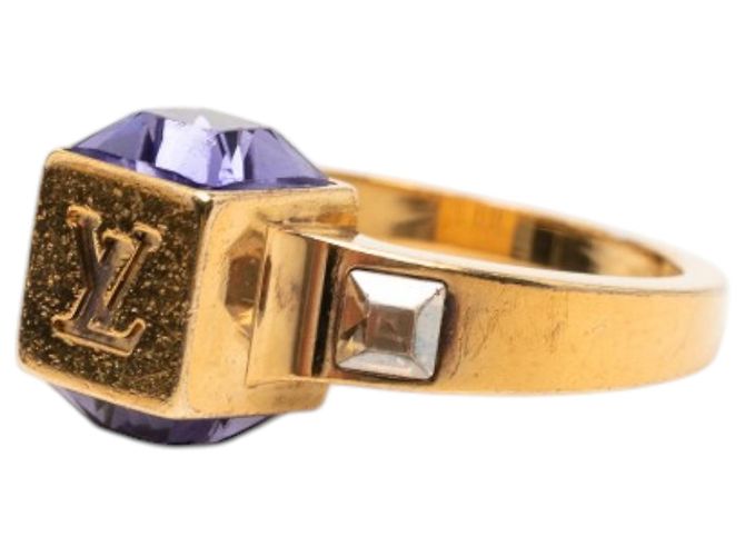 Louis Vuitton Gold Plated Crystal Gamble Cocktail Ring Golden - Ansicht 2