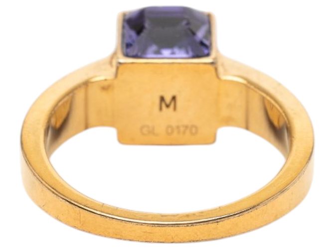 Louis Vuitton Gold Plated Crystal Gamble Cocktail Ring Golden - Ansicht 3