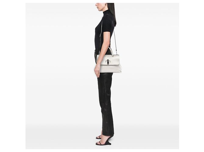 Bamboo Borsa quotidiana media in pelle bianca con bambù Gucci Bianco - vista 6