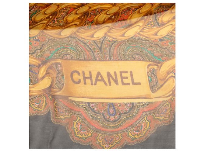 Bufanda de seda con cadena paisley marrón Chanel Castaño - vista 4