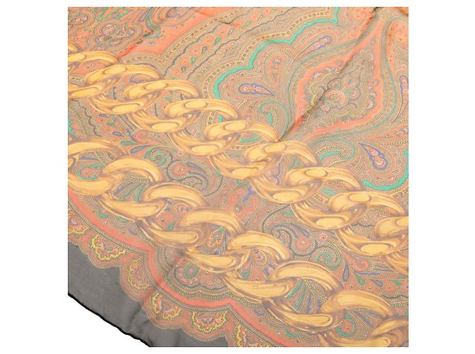 Bufanda de seda con cadena paisley marrón Chanel Castaño - vista 5