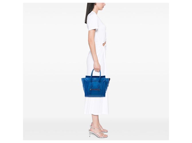 Luggage Céline Bolsa de viagem Celine em couro de bezerro micro liso azul - vista 7