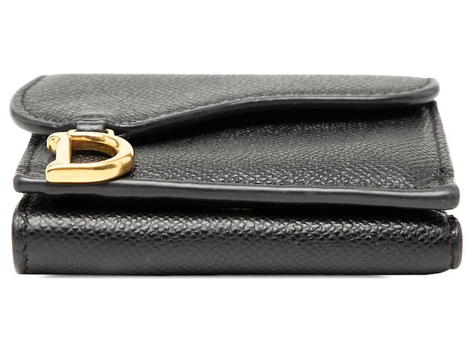 Saddle Billetera trifold de piel de ternera granulada negra Dior Negro - vista 3