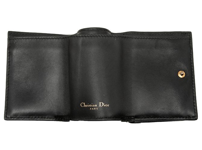 Saddle Billetera trifold de piel de ternera granulada negra Dior Negro - vista 8