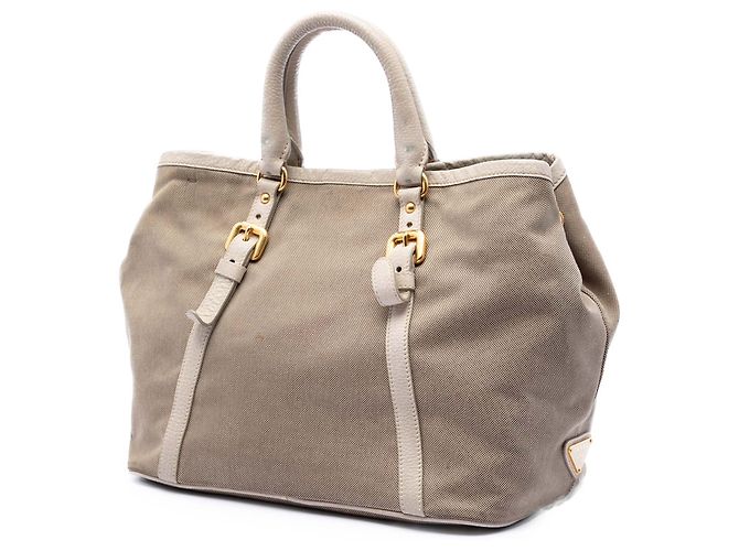 Borsa in tela Canapa logo marrone Prada - vista 2