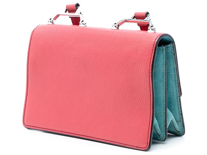 Borsa a tracolla Miu Miu in pelle di capra rosa Madras con logo Miu - vista 2