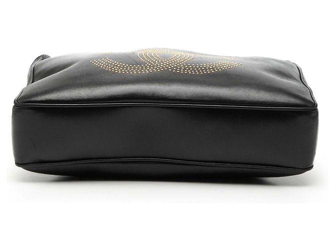 Borsa tote con logo CC borchiato in pelle di agnello nera Chanel Nero - vista 3