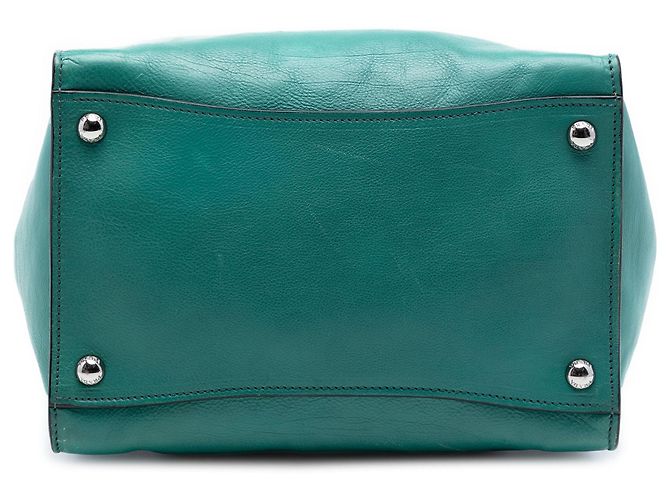 Double Borsa a mano in vitello verde lucido Prada con doppia maniglia e due tasche - vista 3