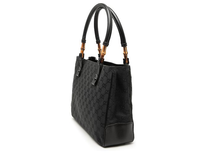 Bamboo Gucci Schwarze GG Canvas Bambus Tote - Ansicht 2