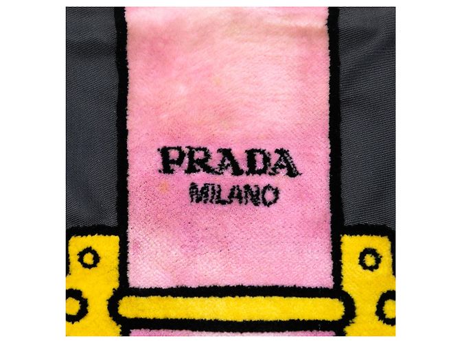 Borsa Prada in Tessuto Velluto Nero con Ricamo Trompe L'oeil - vista 5