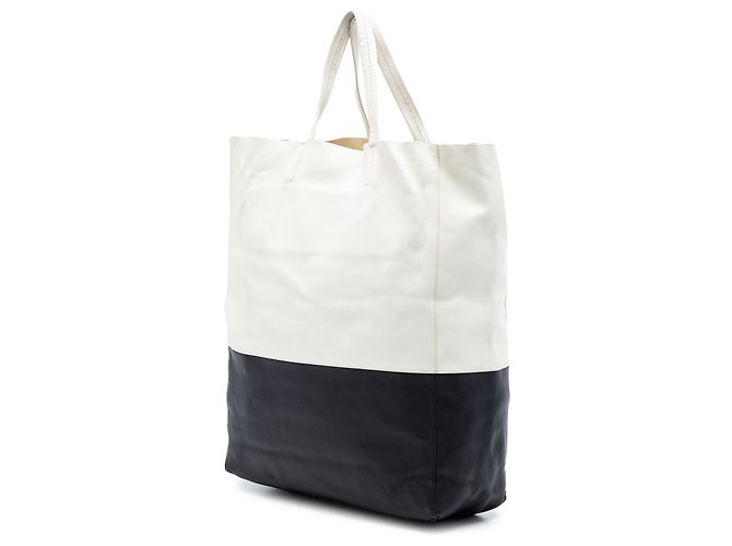Céline Borsa tote verticale bicolore in pelle bianca Celine - vista 2