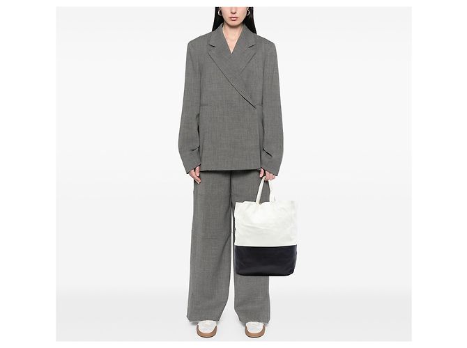 Céline Borsa tote verticale bicolore in pelle bianca Celine - vista 7