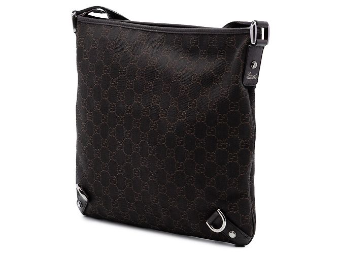 Gucci Crossbody D Ring Abbey in denim GG marrone Marrone scuro - vista 2