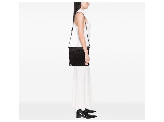Gucci Crossbody D Ring Abbey in denim GG marrone Marrone scuro - vista 7