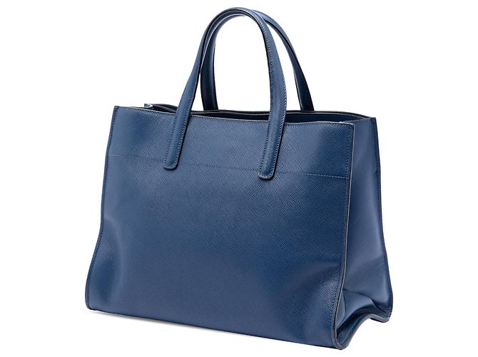 Prada Tote Morbido Triplo in Saffiano Blu Blu scuro - vista 2