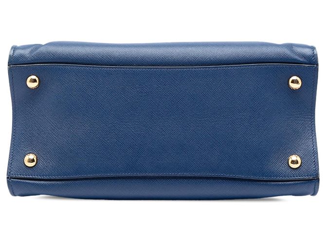 Prada Tote Morbido Triplo in Saffiano Blu Blu scuro - vista 3