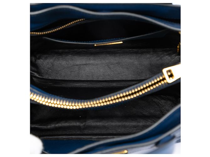 Prada Tote Morbido Triplo in Saffiano Blu Blu scuro - vista 4