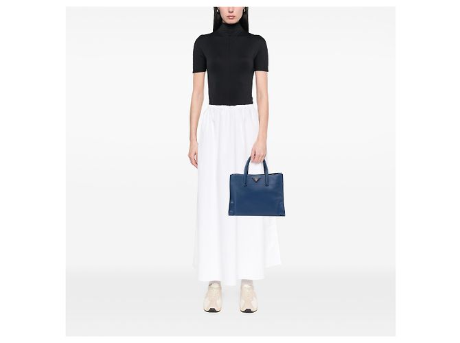 Prada Tote Morbido Triplo in Saffiano Blu Blu scuro - vista 6