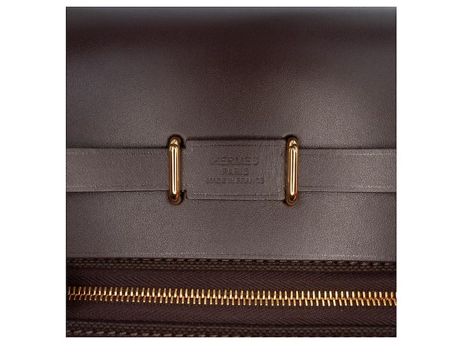 Herbag Zip 20 in Tela Militare Marrone e Vacca Hunter di Hermès Marrone scuro - vista 5