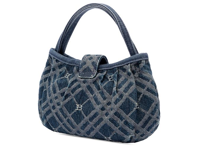 Burberry Denim-Handtasche mit blauem Nova-Check-Muster Dunkelblau - Ansicht 2