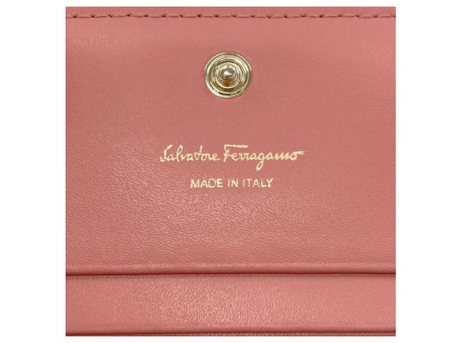 Cartera de cuero bi-fold Vara Ribbon de Salvatore Ferragamo Castaño Rosa - vista 7