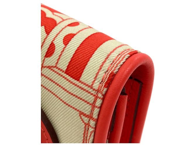 Hermès Hermes Avec Soie Bi-Fold Geldbörse Rot Beige - Ansicht 13