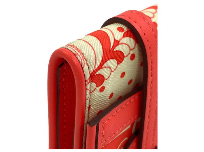 Hermès Hermes Avec Soie Bi-Fold Geldbörse Rot Beige - Ansicht 14