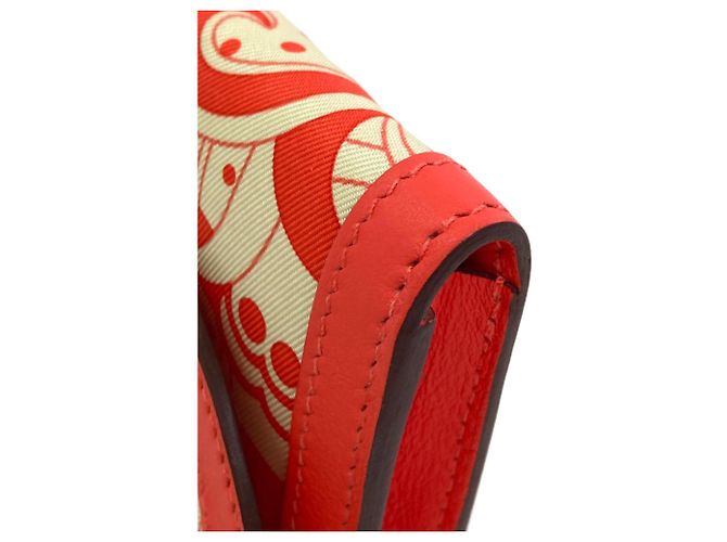 Hermès Hermes Avec Soie Bi-Fold Geldbörse Rot Beige - Ansicht 15