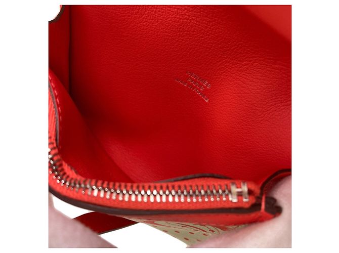 Hermès Hermes Avec Soie Bi-Fold Geldbörse Rot Beige - Ansicht 5