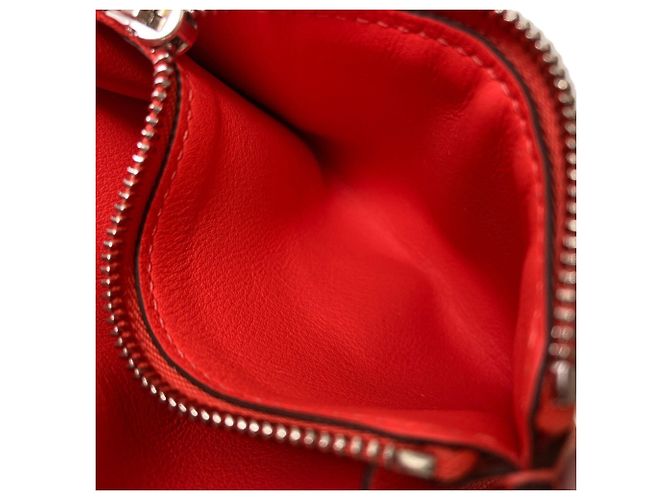 Hermès Hermes Avec Soie Bi-Fold Geldbörse Rot Beige - Ansicht 6