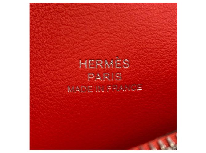 Hermès Hermes Avec Soie Bi-Fold Geldbörse Rot Beige - Ansicht 7