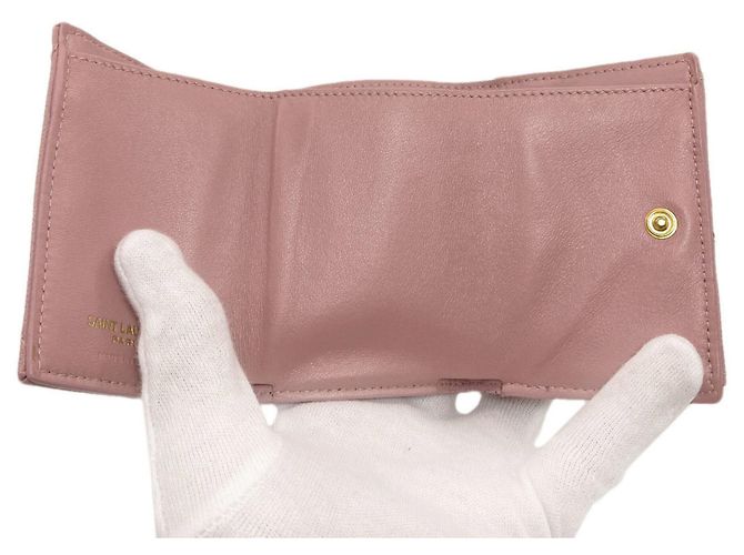 Billetera compacta V-Stitch Yves Saint Laurent Rosa - vista 4