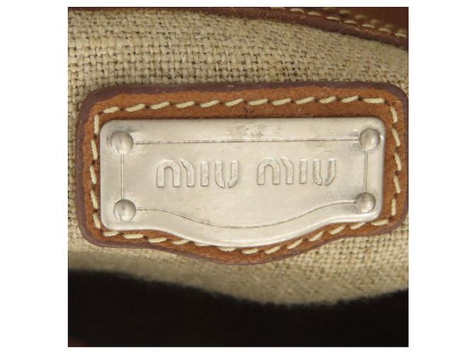 Miu Miu Ein-Schulter-Canvas-Schultertasche Braun - Ansicht 6