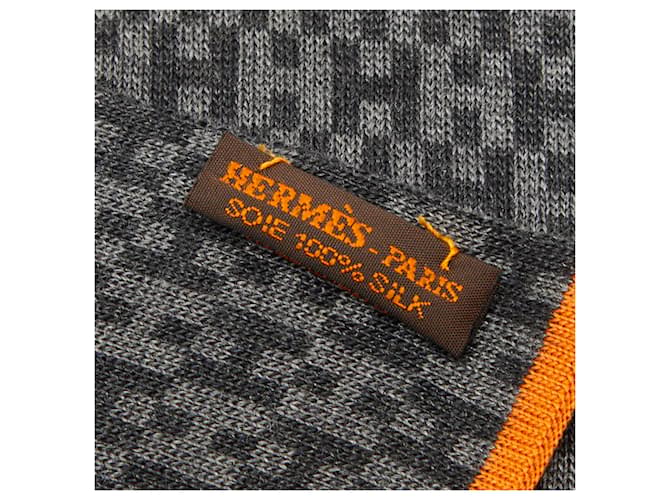 Silk In Stola in seta grigia Hermès Marrone - vista 3