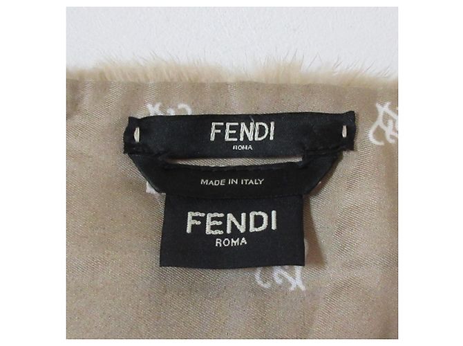 Fendi Nerzfell-Fransen-Schal Braun Beige - Ansicht 10