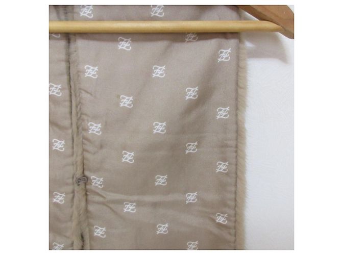 Fendi Nerzfell-Fransen-Schal Braun Beige - Ansicht 4