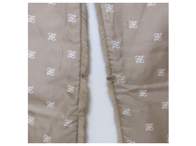 Fendi Nerzfell-Fransen-Schal Braun Beige - Ansicht 7