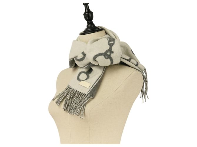Stola in cashmere Hermès grigia Marrone - vista 12