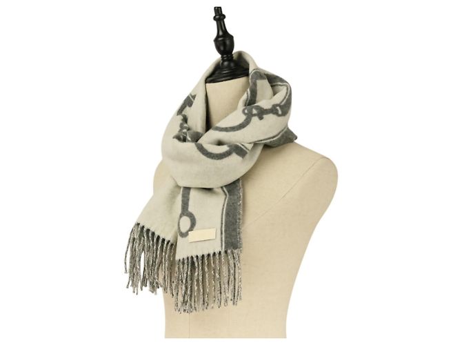 Stola in cashmere Hermès grigia Marrone - vista 13