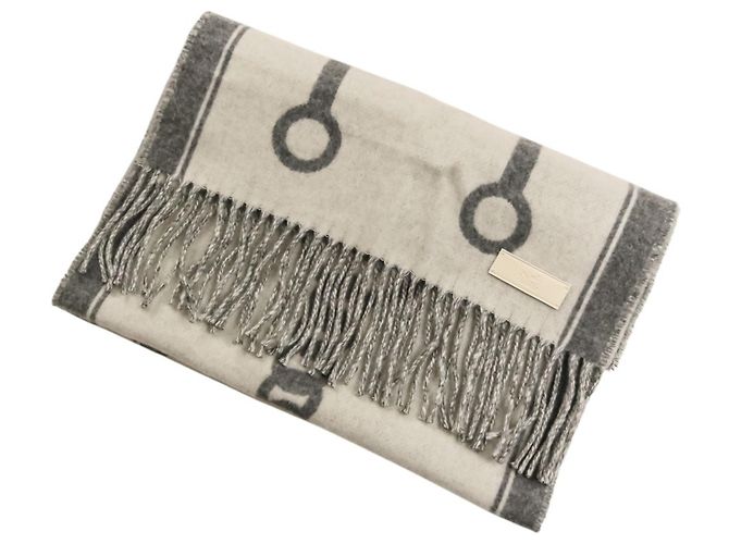Stola in cashmere Hermès grigia Marrone - vista 5