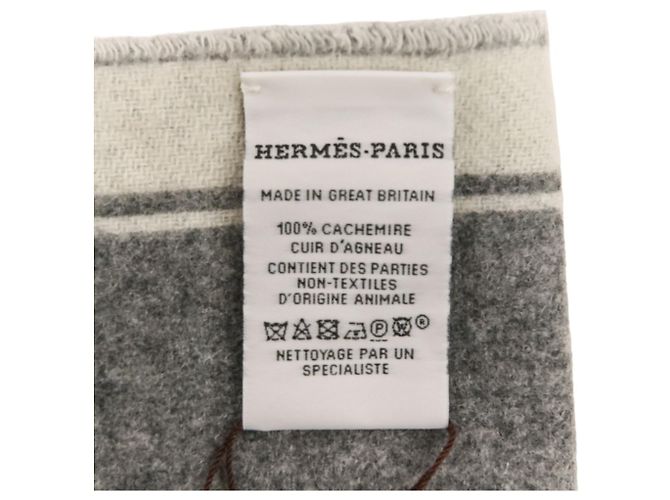Stola in cashmere Hermès grigia Marrone - vista 8