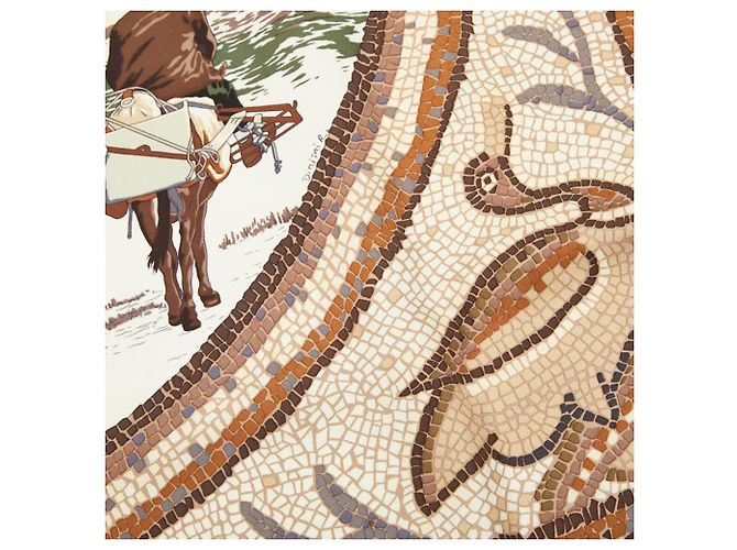 Sciarpa Hermès Carré 90 Sotto la Guida di Marte Multicolore Beige - vista 6