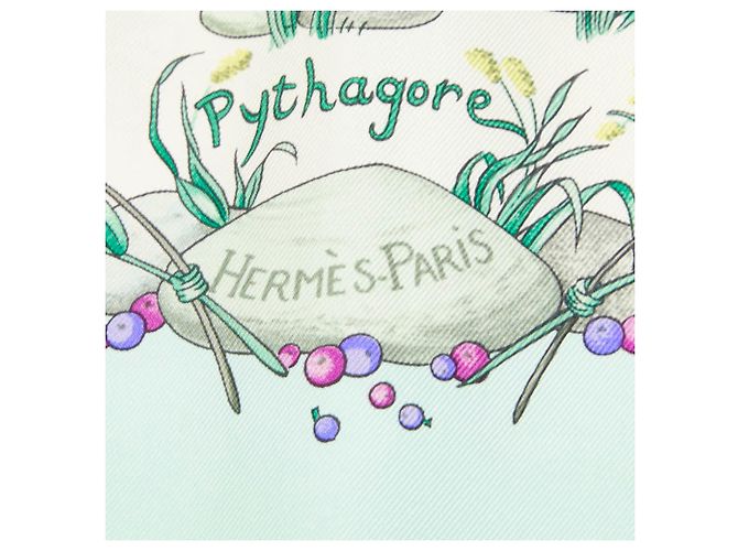 Silk In Foulard Hermès Carré 90 Pythagore in seta verde - vista 7