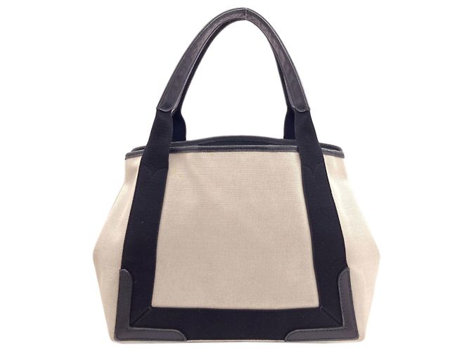 Borsa Balenciaga Cabas S blu navy Nero Bianco - vista 2