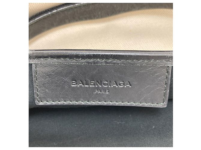 Borsa Balenciaga Cabas S blu navy Nero Bianco - vista 6