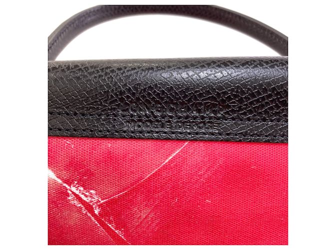 Borsa in tela Longchamp Collaborazione Robert Indiana Nero Rosa - vista 9