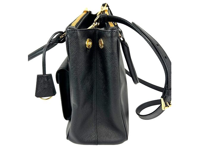 Prada Safriano Front Pocket Double Zip black Tote Bag - view 3